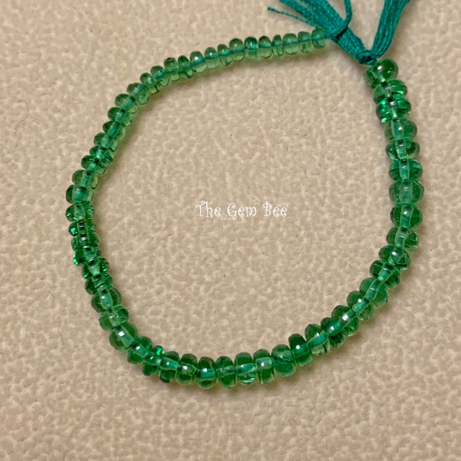 2.8mm-4.2mm Tsavorite Green Garnet Smooth Rondelle Beads 4 inch Strand