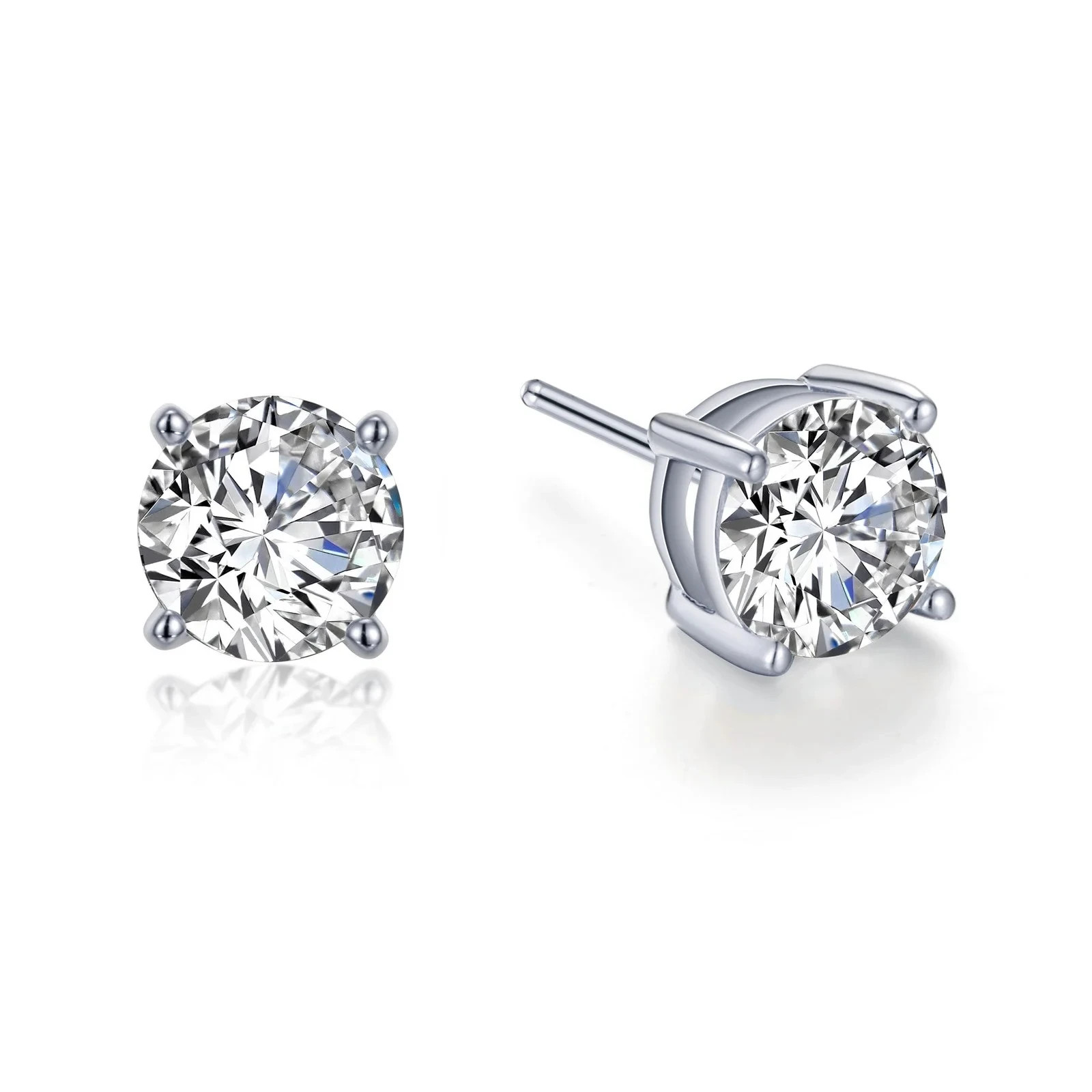 Women Round LAB GROWN Diamond Studs Earrings in 925 Silver
