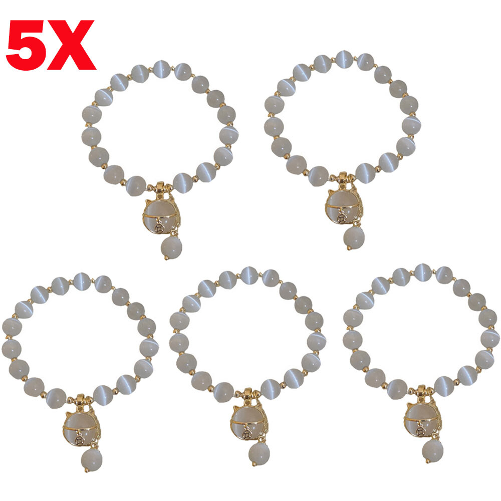 5/10/15/20Pcs Lucky Moonstone Beads Cat Bracelet Women Jewelry Gift US