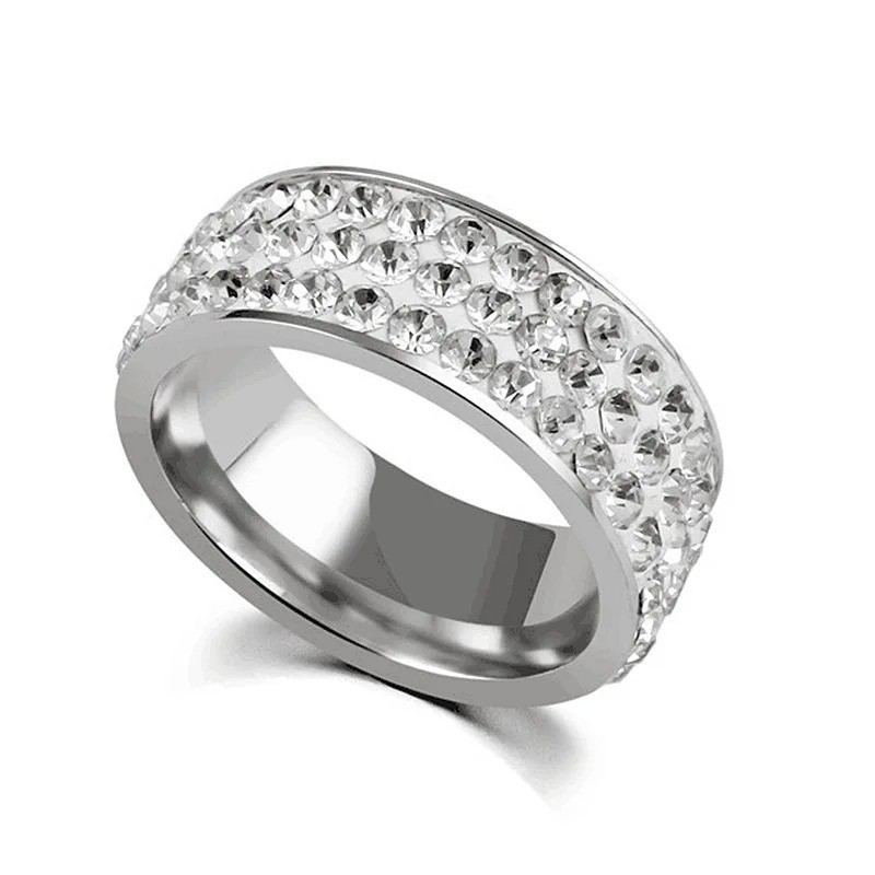 Unisex CZ Stainless Steel Ring Men/Women’s Wedding Band Rings Gold Silver 6-13