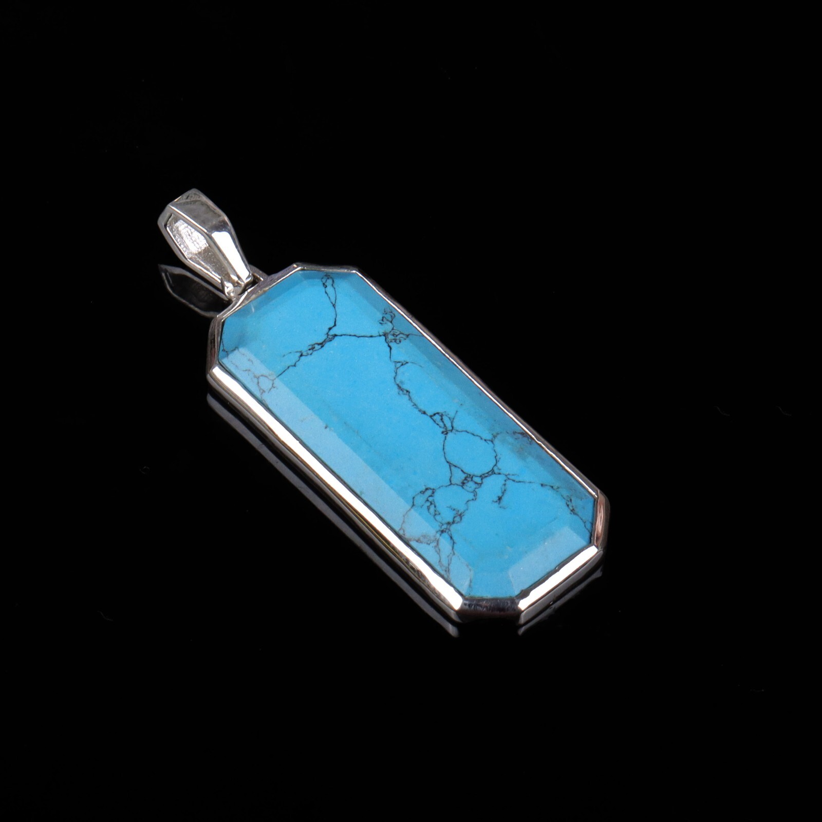 NATURAL TURQUOISE PENDANT 925 STERLING SILVER PENDANT NECKLACE GIFT FOR MENS