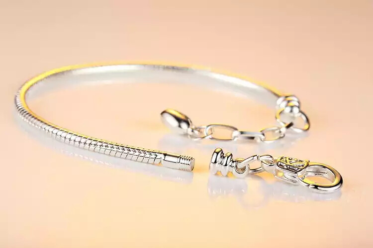 Silver Bracelet Lobster Clasp DIY Charm Bracelet With Extender 19cm-23cm 7in-9in