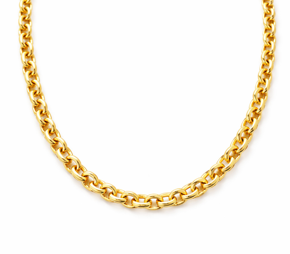 Real Italian 1/200 14K Yellow Gold Overlay Cable Cuban Link Chain Mens Womens