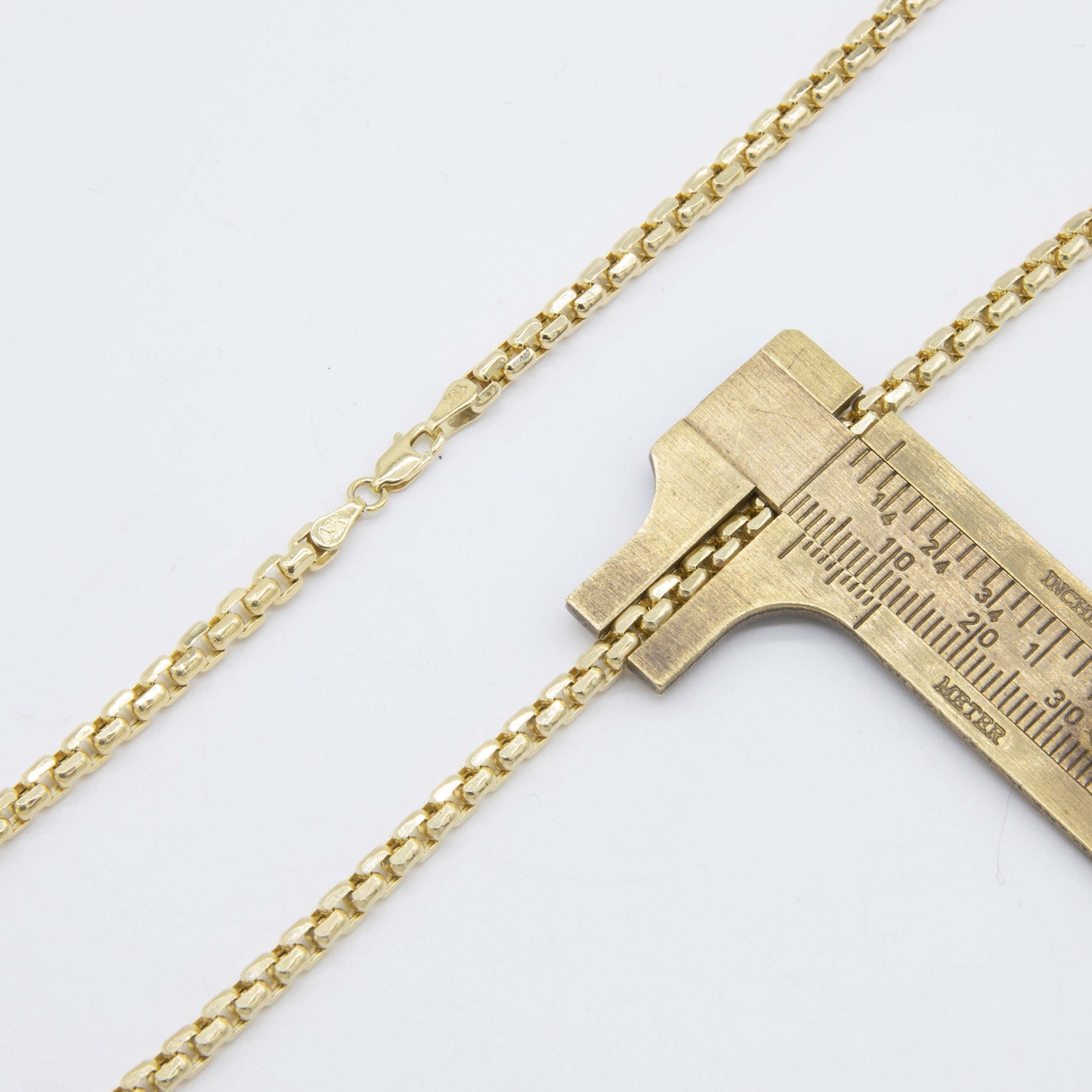 3.5mm Round Box Link Chain Necklace Real 10K Yellow Gold All Sizes