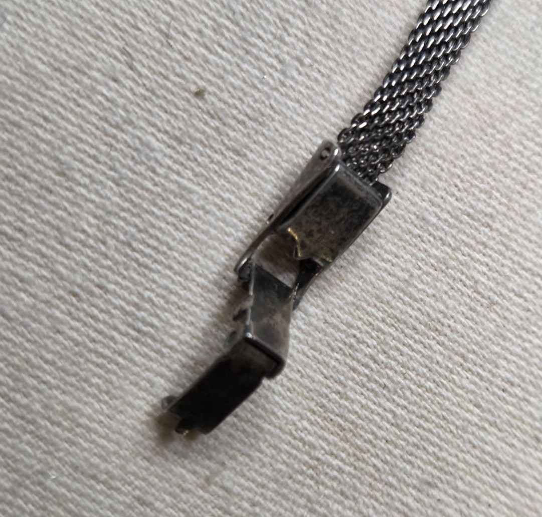 Vintage Bracelet Silver Sterling Identity 7 1/2” ID Pendant 8.2g Mesh Strap