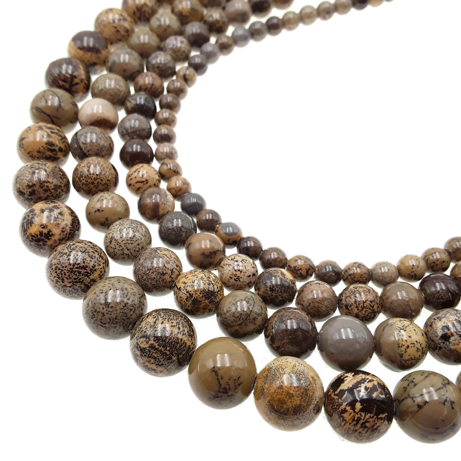 Coffee Bean Jasper Smooth Round Beads 4mm 6mm 8mm 10mm 12mm 15.5″ Strand