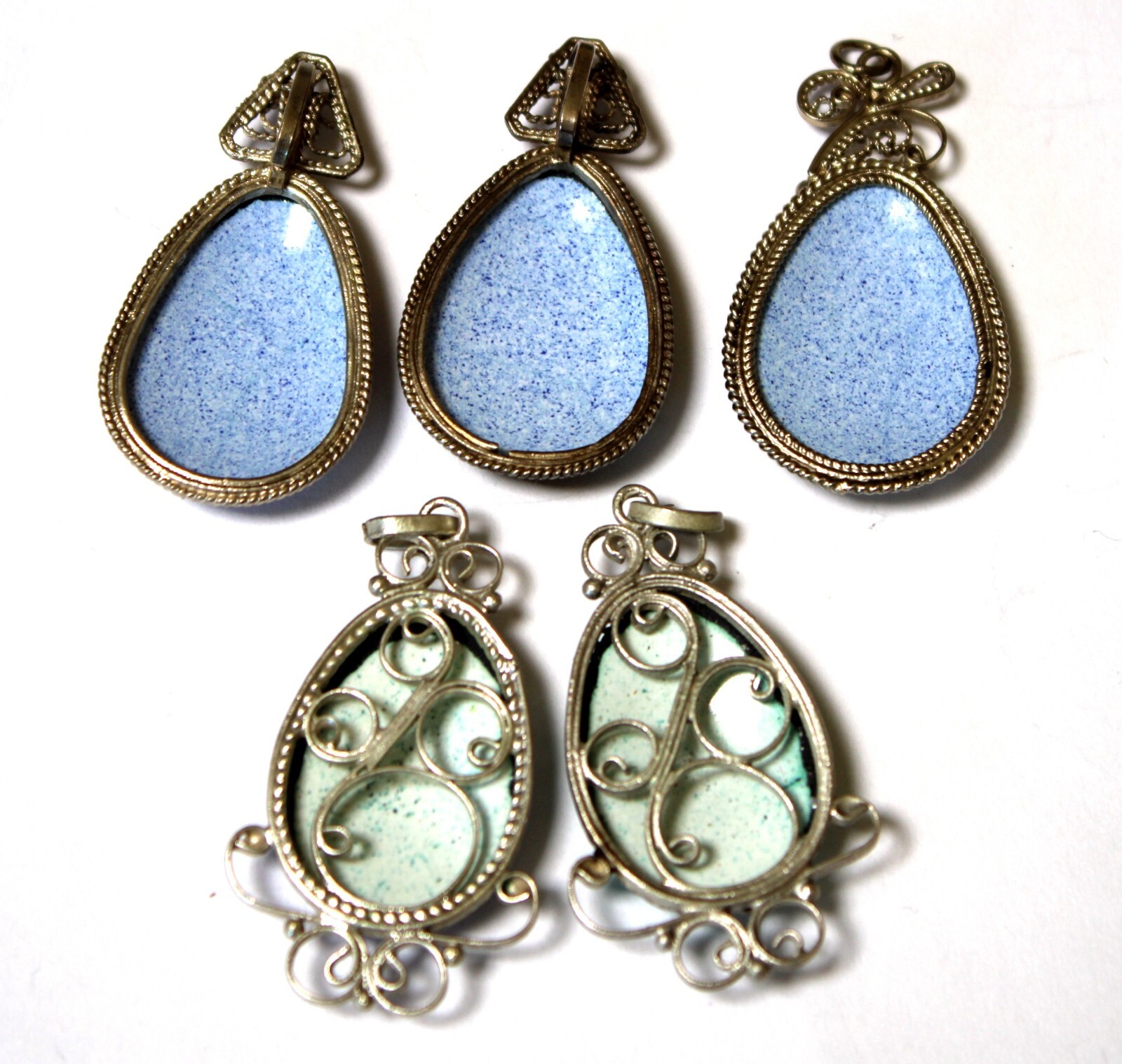 Vintage Unique Enamel Hand Painted Russia Finift Jewelry Pendant 5 Variation #78