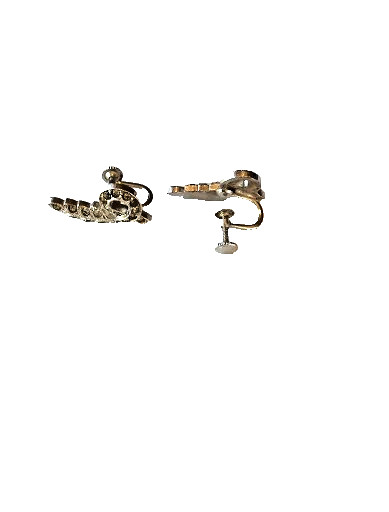 Vintage Art Deco Rhinestone Screwback earrings Mid Century Silver Tone Wings