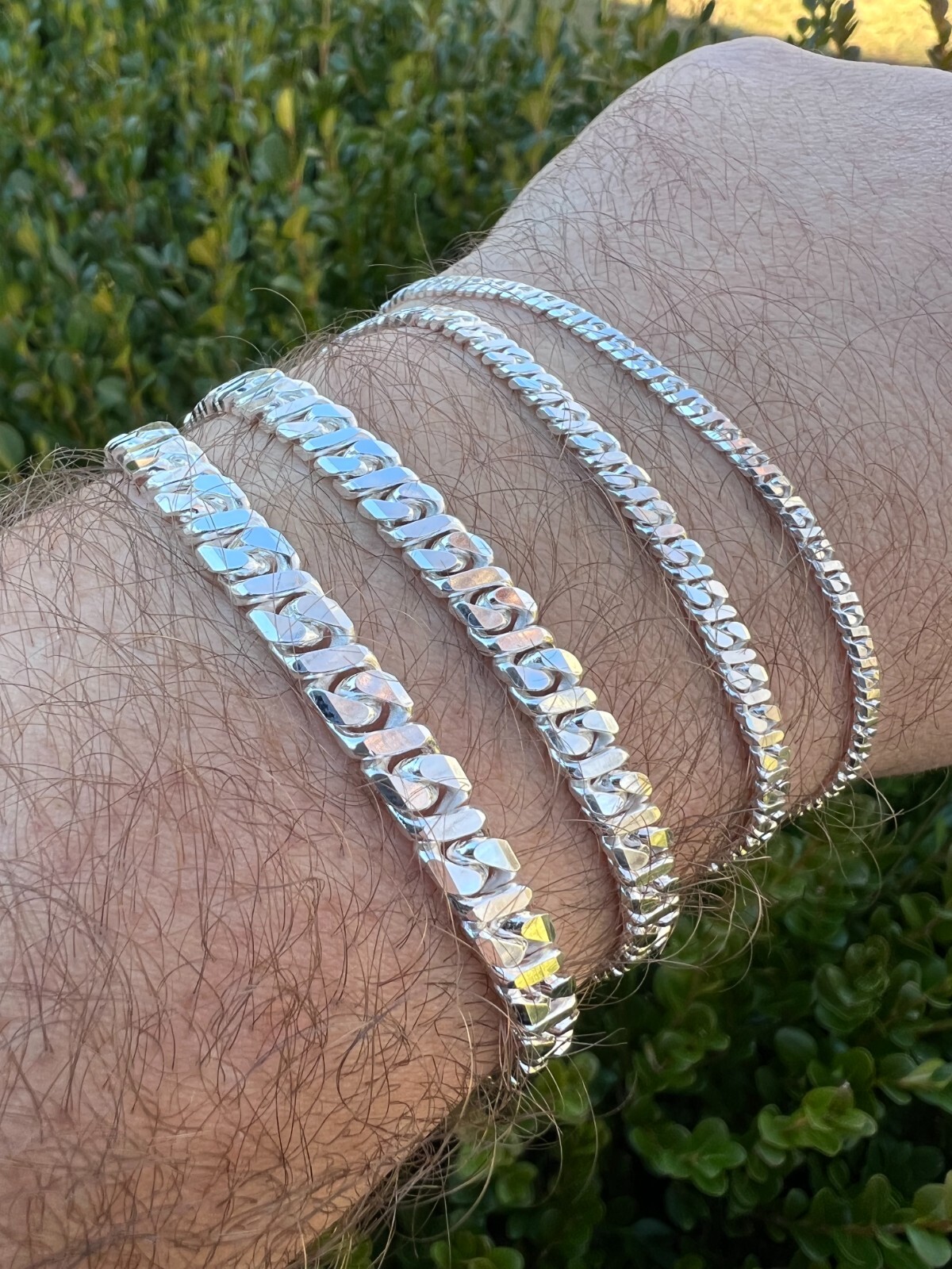 Real Dollar Cuban Link Chain Or Bracelet Solid 925 Sterling Silver ITALY 2.5-6mm