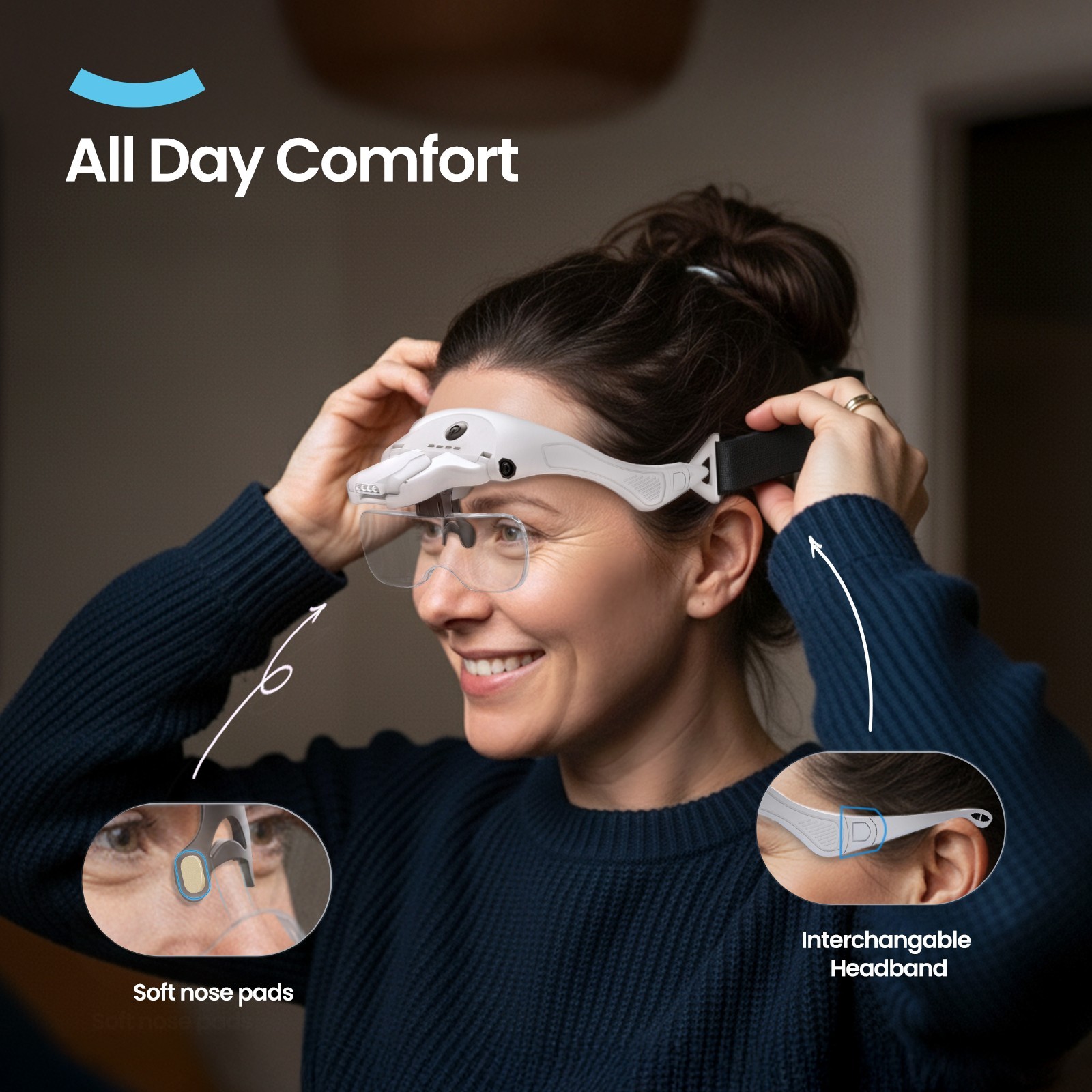 ARTDOT Magnifying Glasses with Light Headband Magnifier Loupe for Jewelers 4 LED