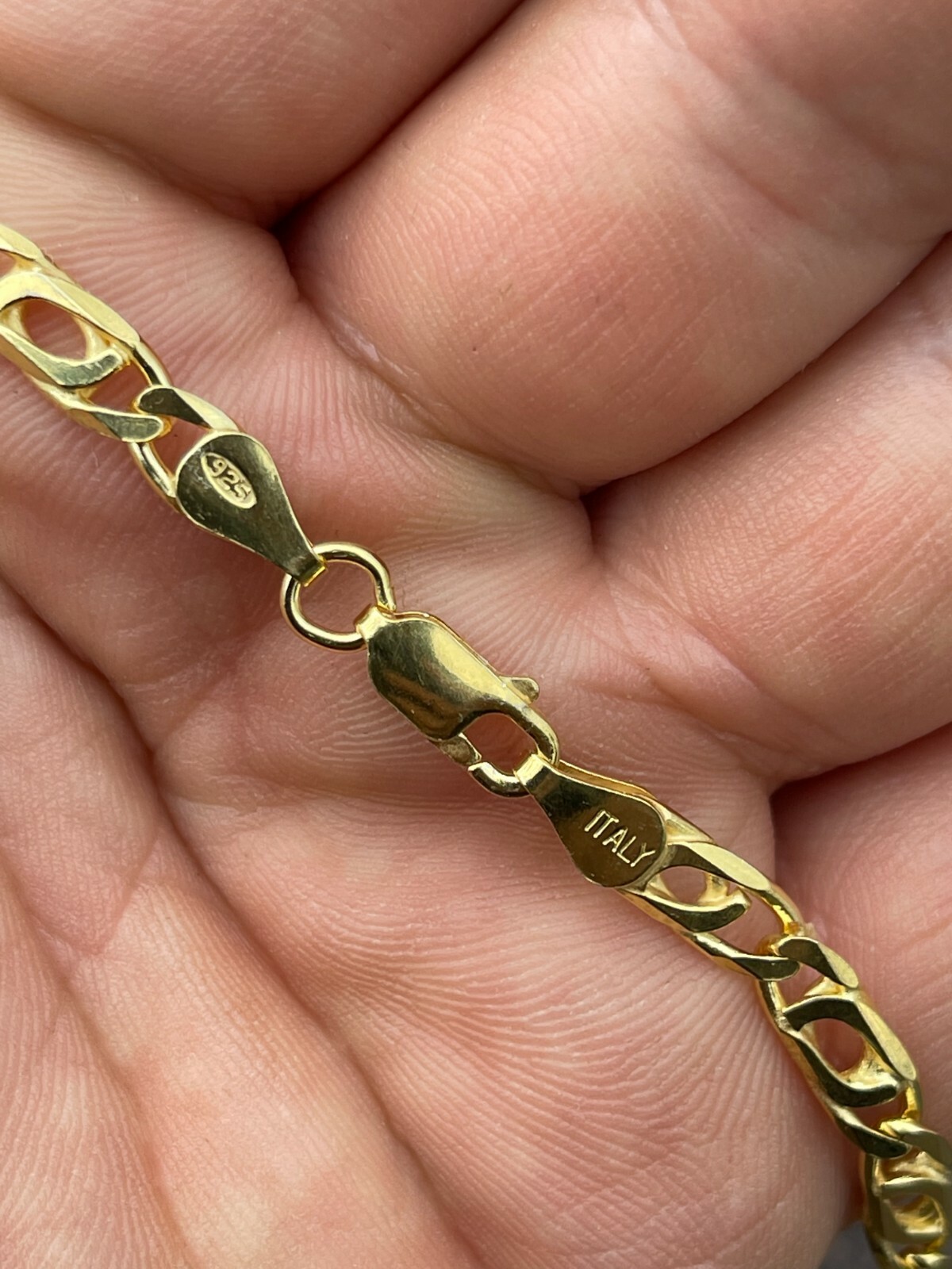 14k Gold Plated 925 Sterling Silver Men’s Tigers Eye Chain Necklace Or Bracelet