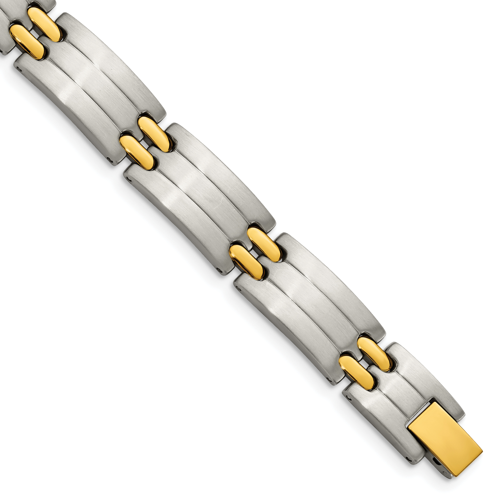 Chisel Stainless Steel Brushed and Polished Yellow IP-plated 8.75 inch Link Brac