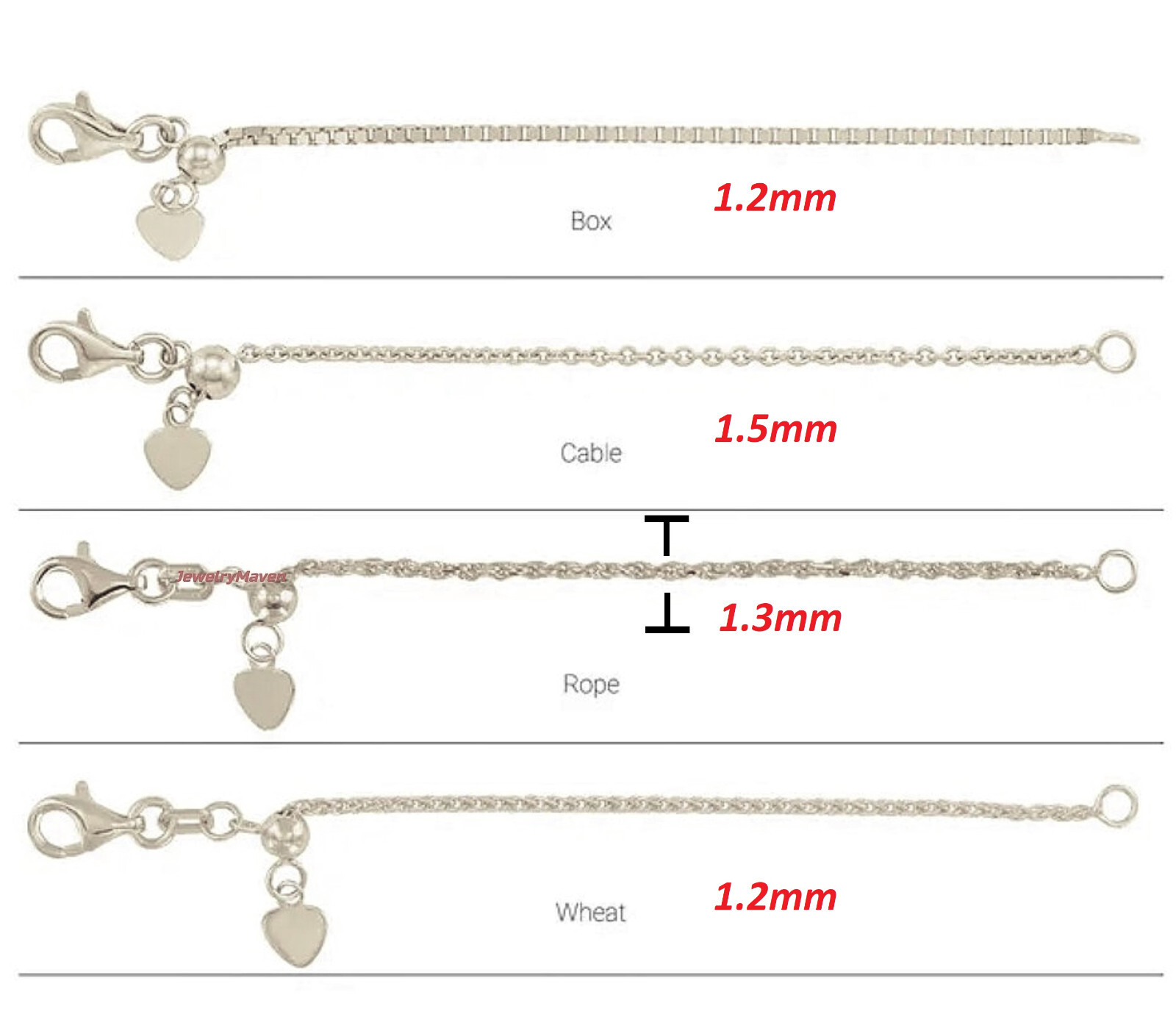 3″ 14k 1.5mm ADJUSTABLE Cable White Gold Lobster Clasp Necklace Chain Extender