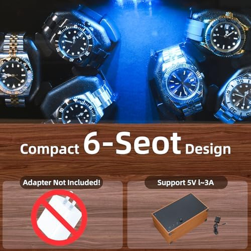 Watch Winders,With 6 Automatic Watches Winder Spinner,Super Quiet Motor and Blue