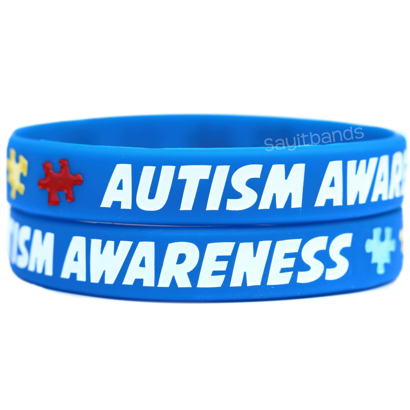 Two (2) Autism Awareness and Support Wristbands Puzzle Piece Awareness Bracelets