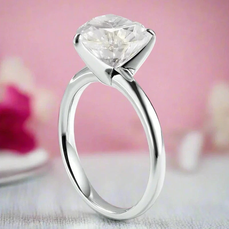 Solitaire Love Wedding Ring 14K White Gold Plated 2Ct Heart Cut VVS1 Moissanite