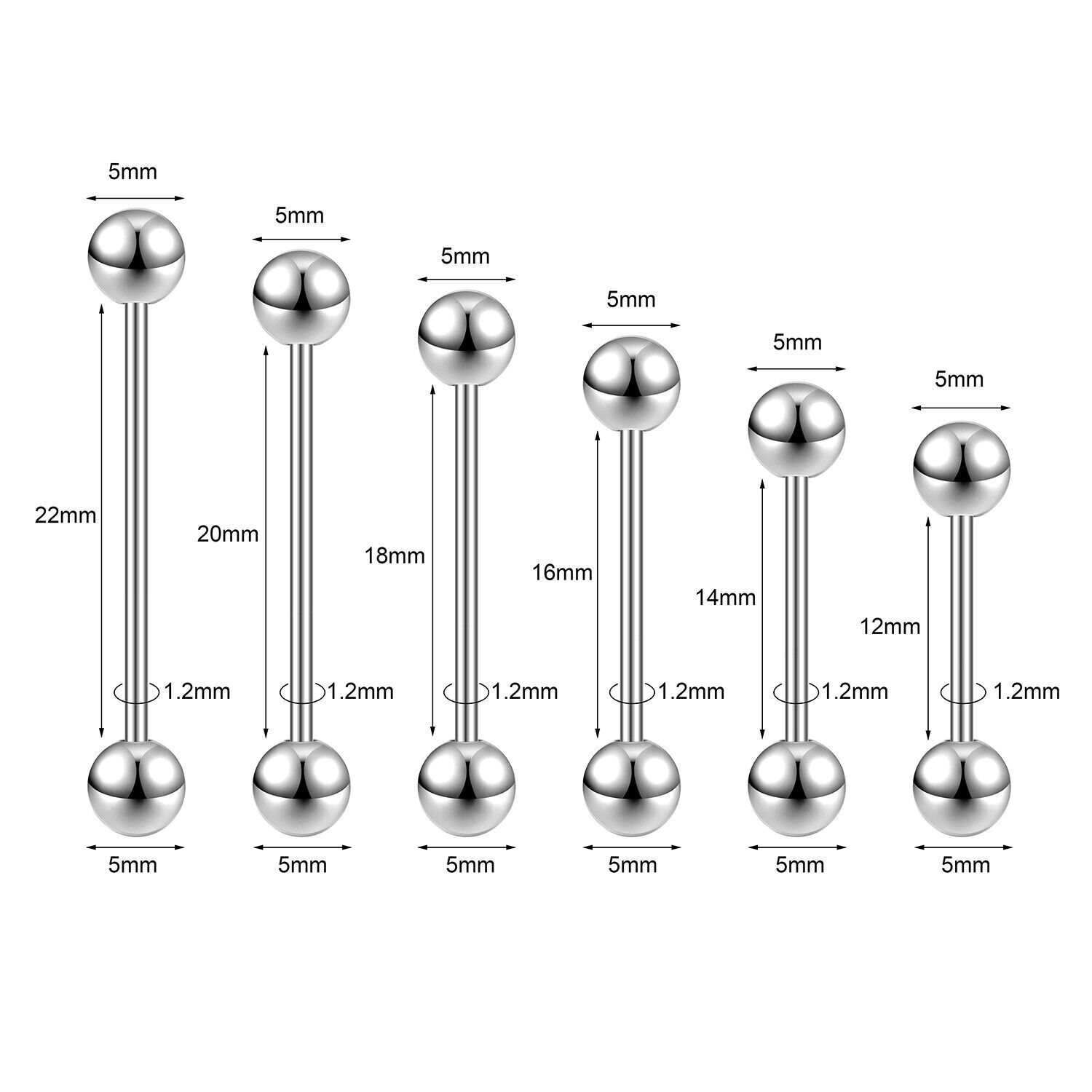 1 Pc Stainless Steel Long Industrial Barbell Piercing Cartilage Earring Jewelry
