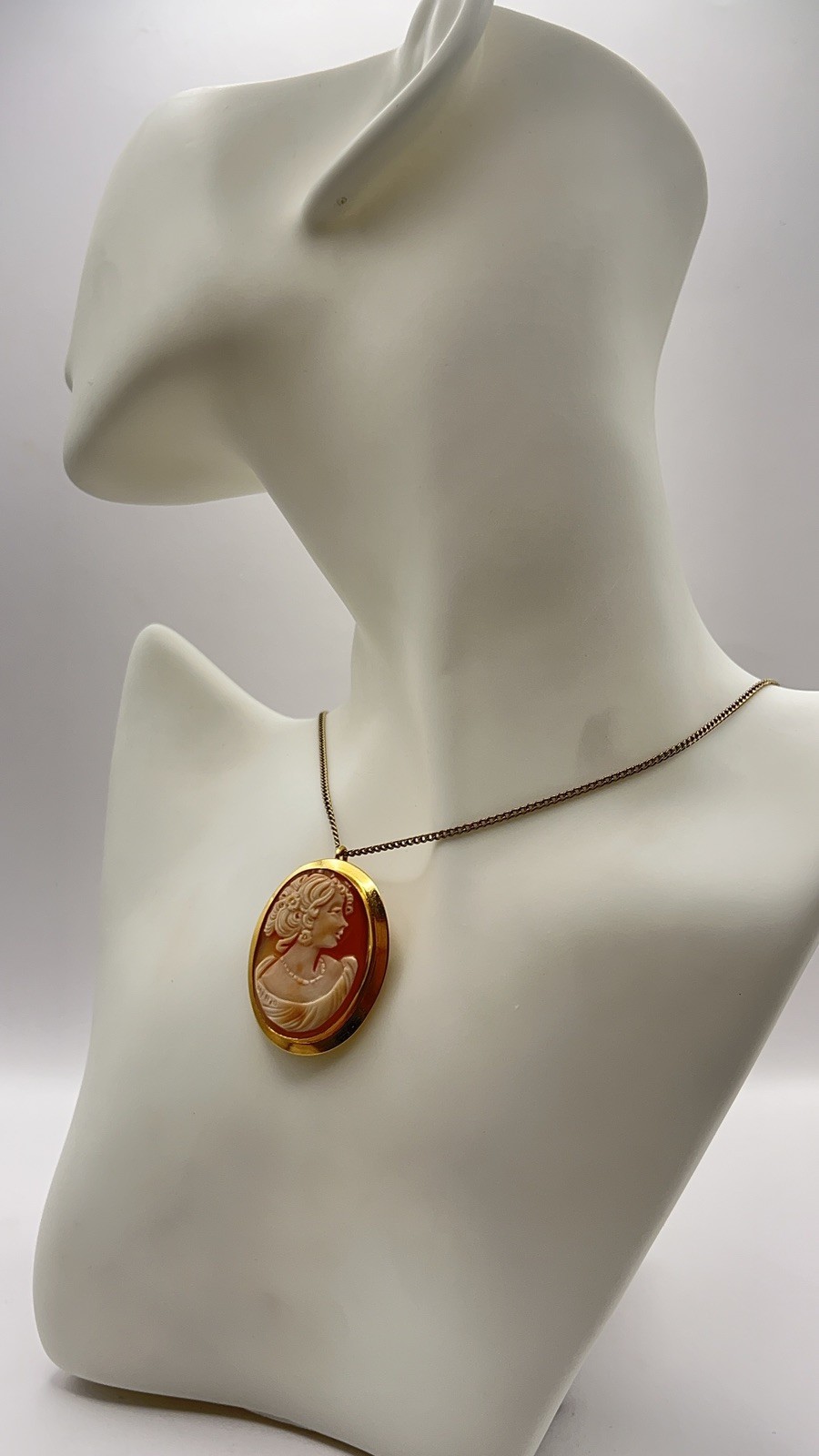 Vintage Oval Shell Cameo Pendant/Brooch, Gold Filled, Signed J.E. Caldwell