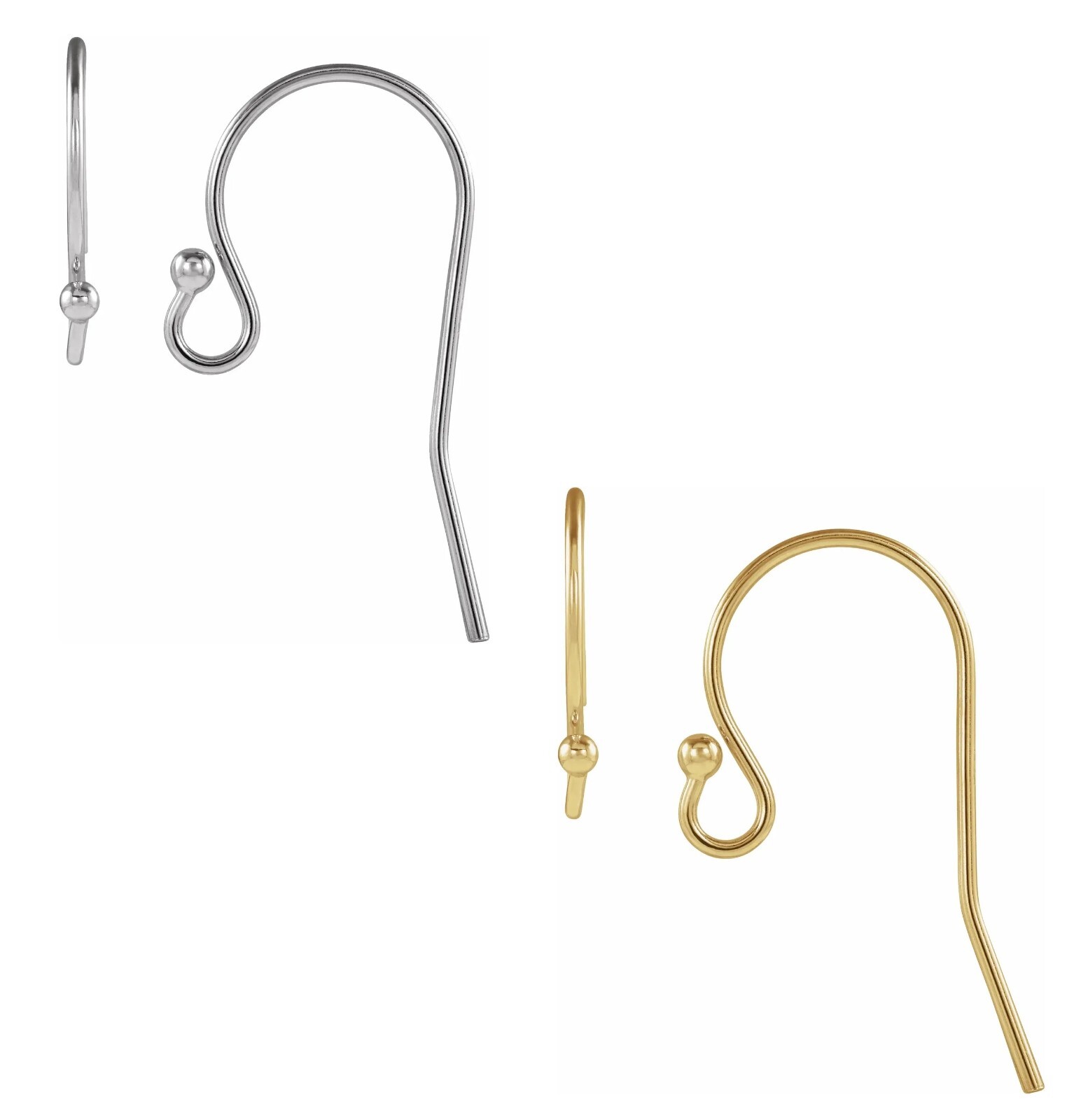 14K Gold or Sterling Silver French Ball End Ear Wire 20 Gauge 1 Pair or 5 Pair
