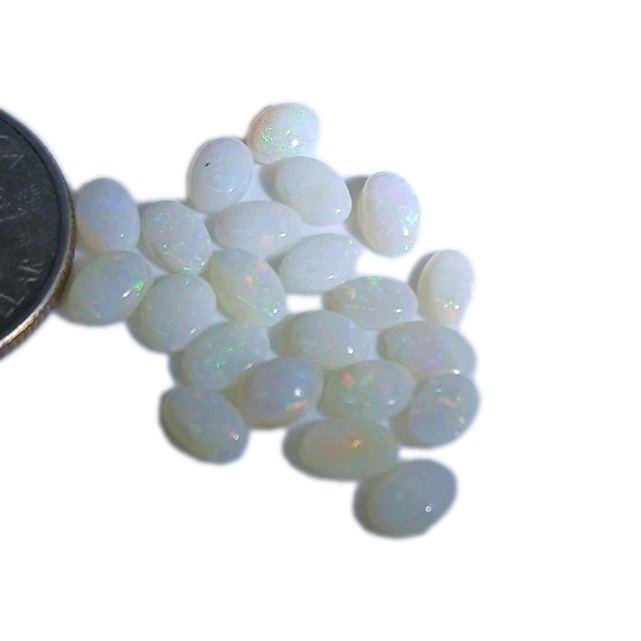 Vtg Lot Genuine Gems white Fire Opal Oval Size 6x4mm Mix Lot 20pcs
