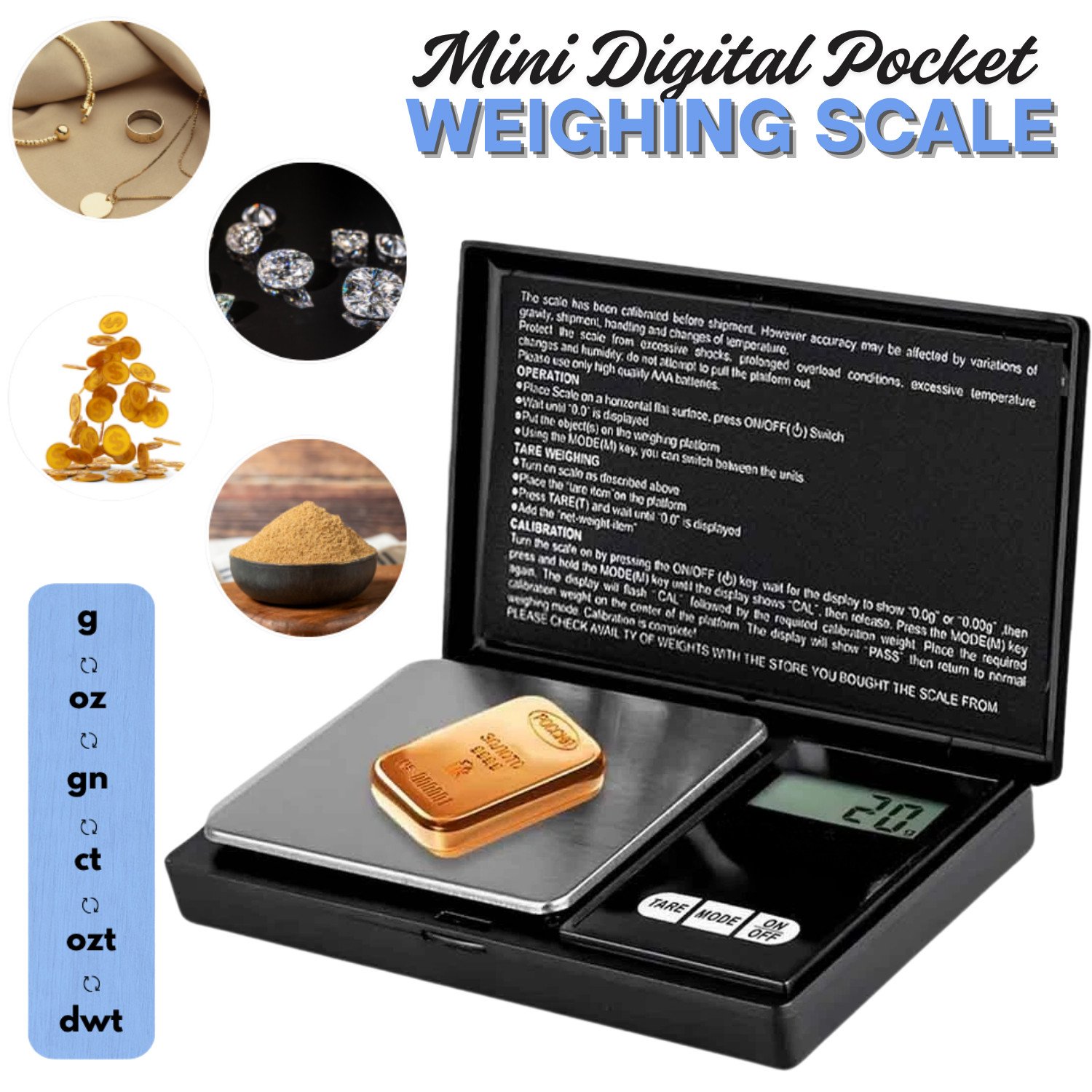 Digital Scale 200g x 0.01g Jewelry Gold Silver Coin Gram Pocket Size Herb Grain