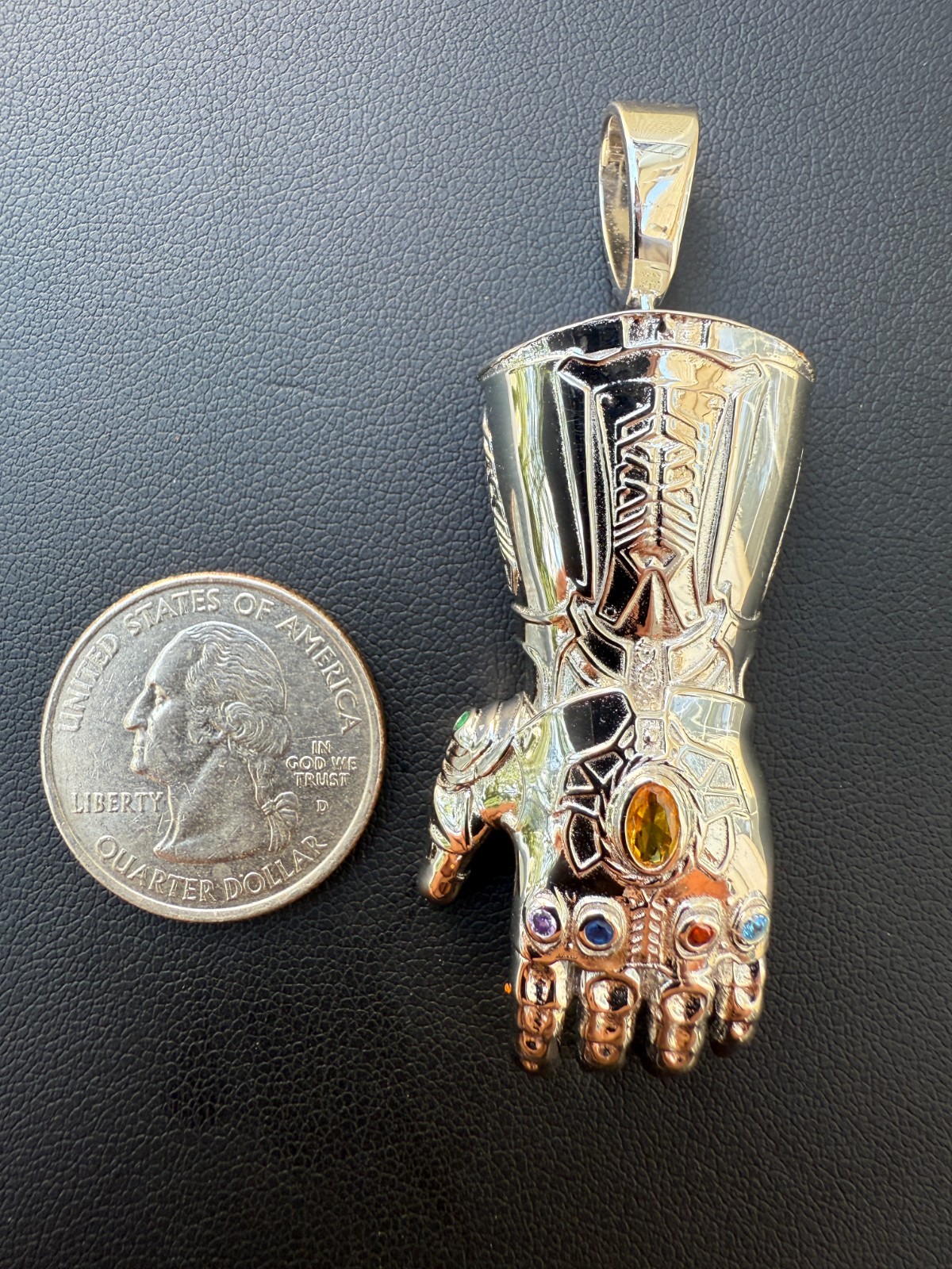 Limited Edition Thanos Infinity Hand Glove Gauntlet 925 Sterling Silver Pendant