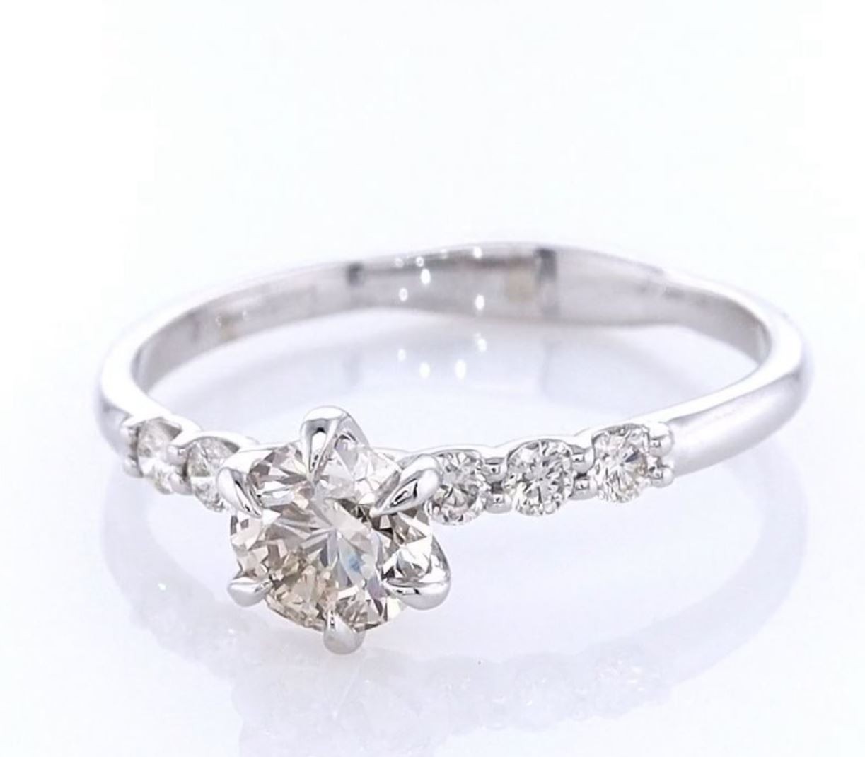 IGI Certified 0.69 CTW Natural Diamond Seven Stone Ring in 14K White Gold