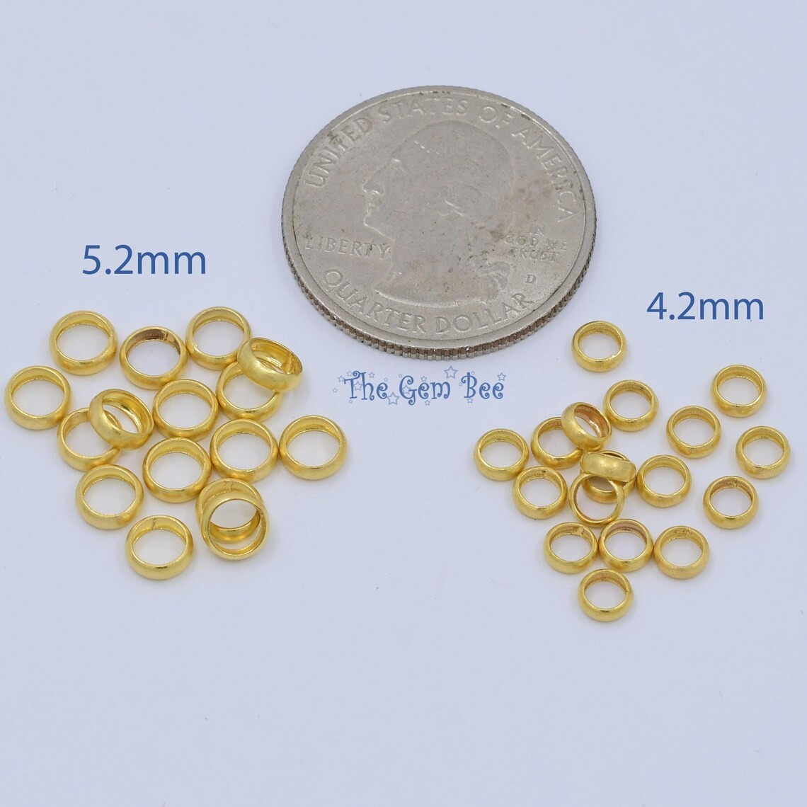 5.2mm or 4.2mm 14k Yellow Gold Loop Spacer Ring Bead Large 3.5mm or 3mm hole