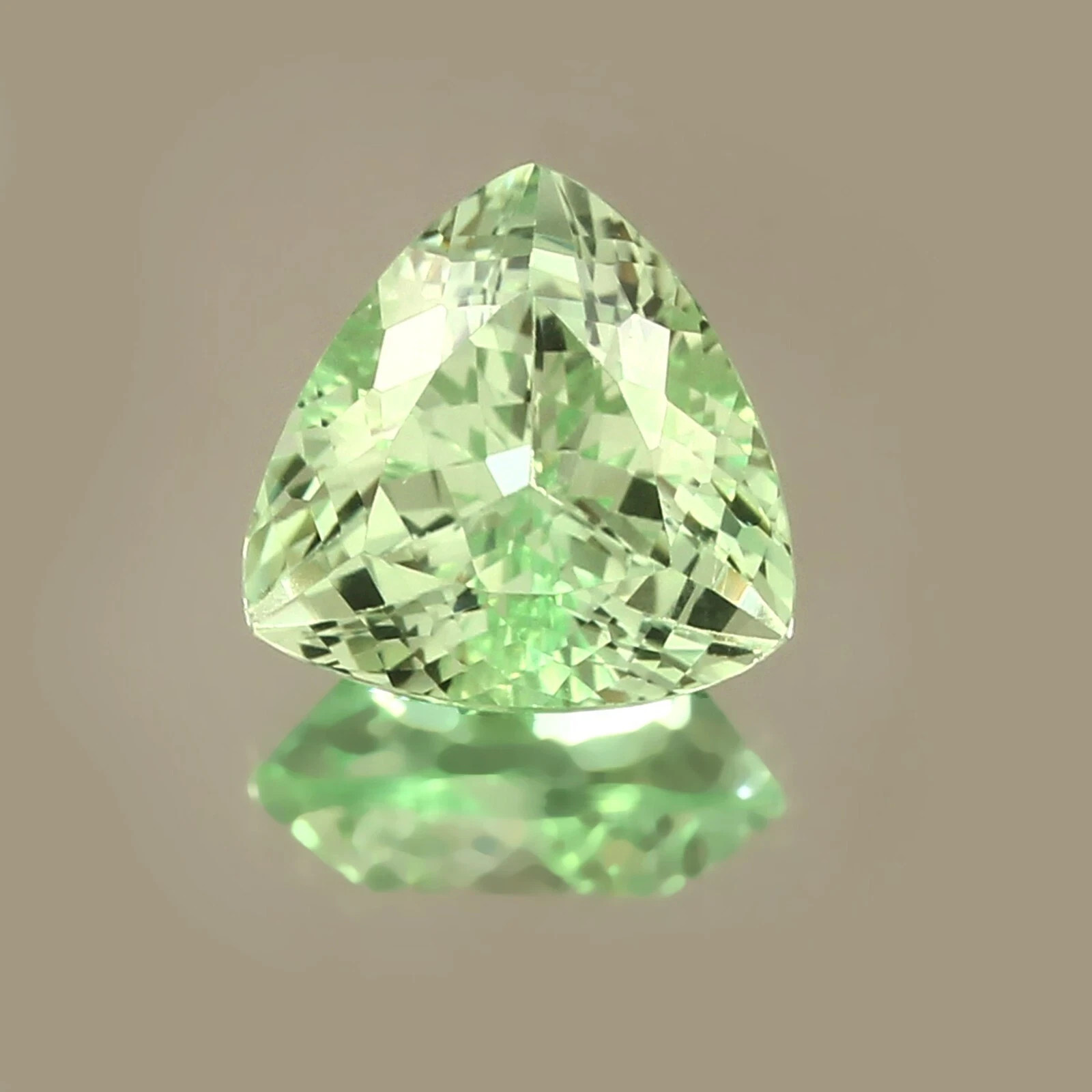 Natural Lovely 18.10Ct Soft Green Sapphire GIE Certified Trillion Loose Gemstone