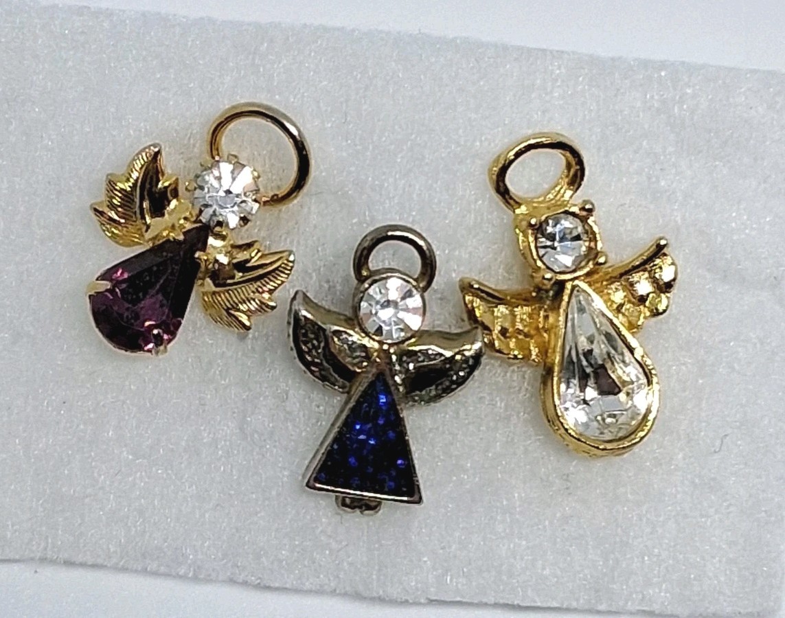 Guardian Angel Cherub Lapel/Pinback Religious Jewelry Lot Jeweled Bundle