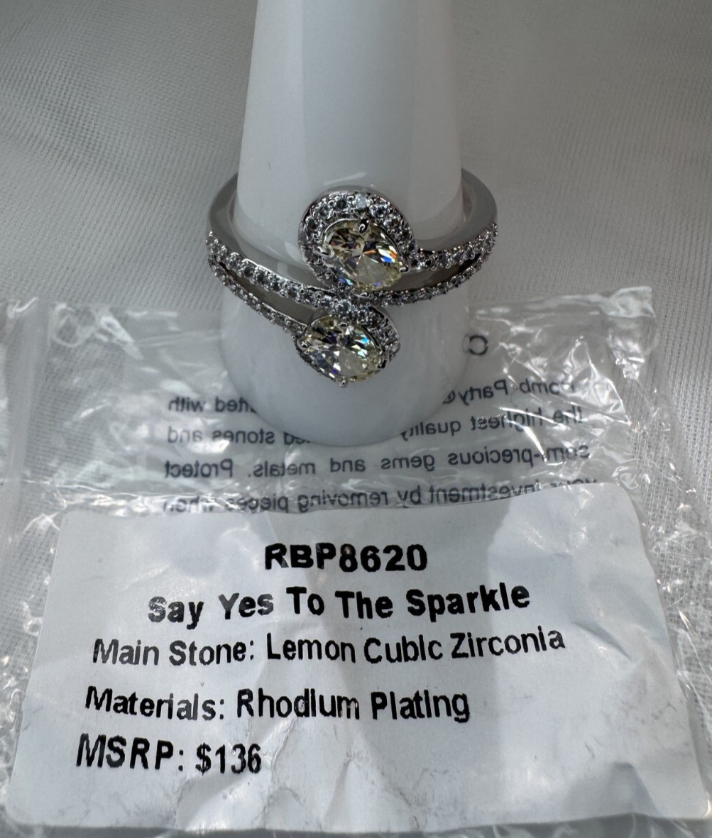Bomb Party Ring Size 11 – RBP8620 “Say Yes To The Sparkle” Lemon CZ on Rhodium