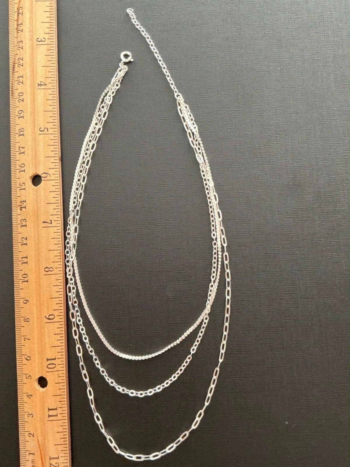 NEW 925 Peruvian Silver 3-Layer Rope & Paperclip Chain Necklace