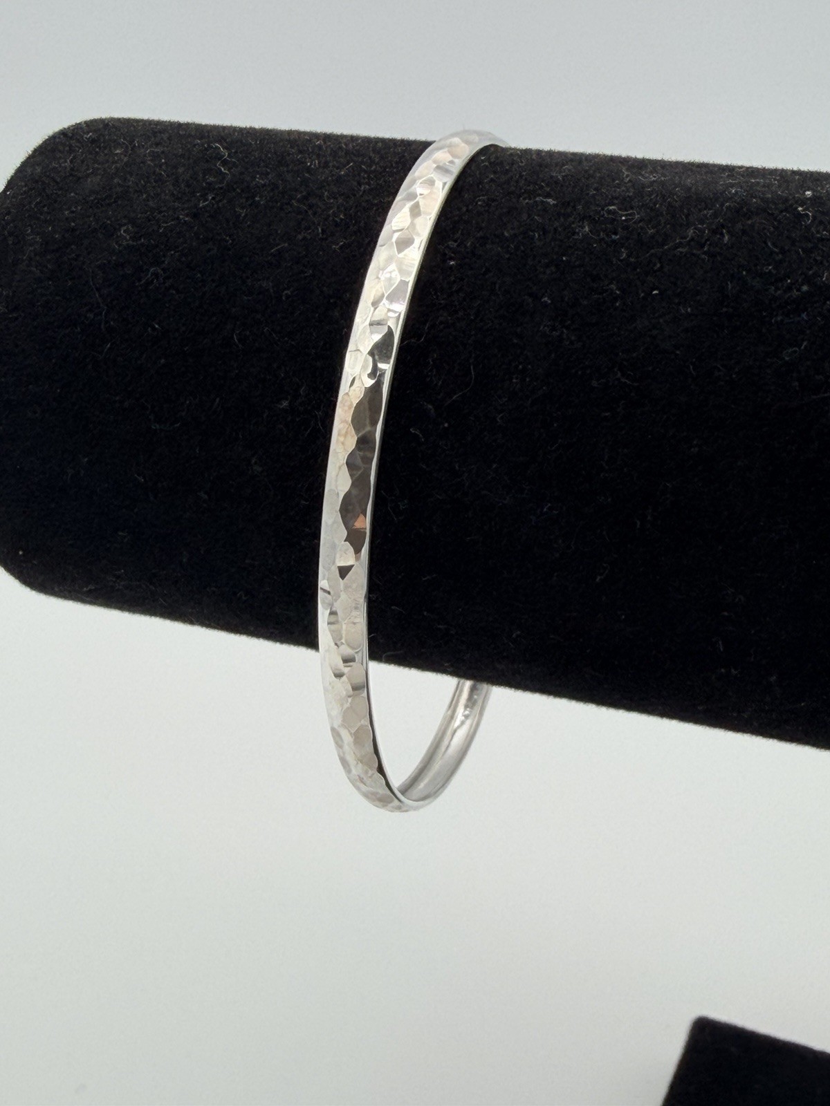 925 Sterling Silver Hammered Textured Bangle Bracelet 4.2mm 4g New