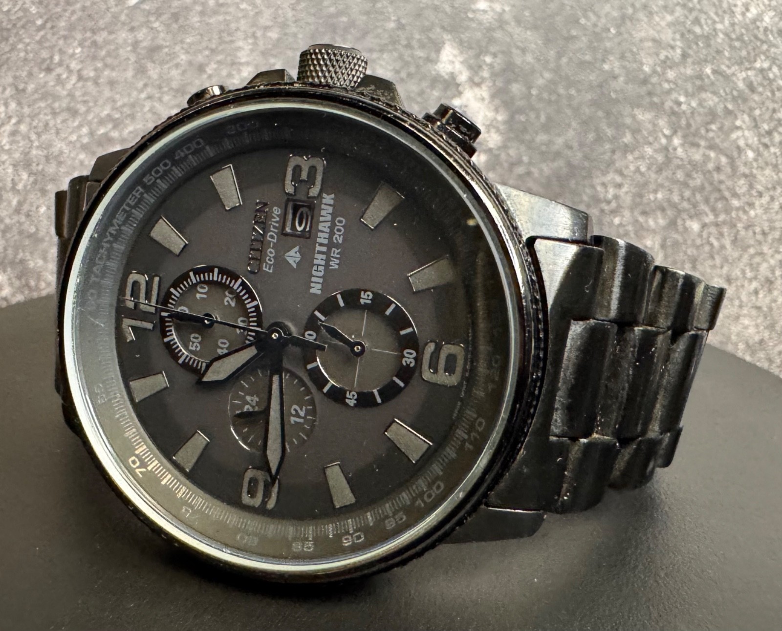 Citizen Eco-Drive Nighthawk WR200 · B612 Black Ion Chronograph Sapphire Crystal