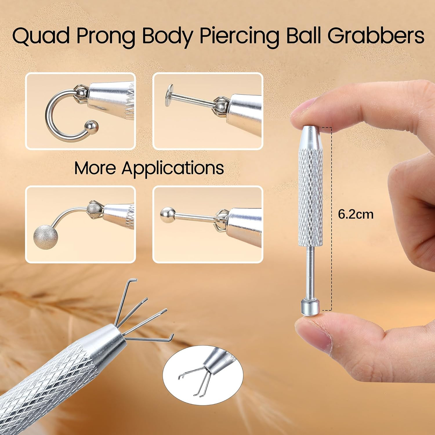 GEMQUEEN Piercing Taper Ball Grabber Tool for Changing Jewelry – 14G 16G 18G 20G