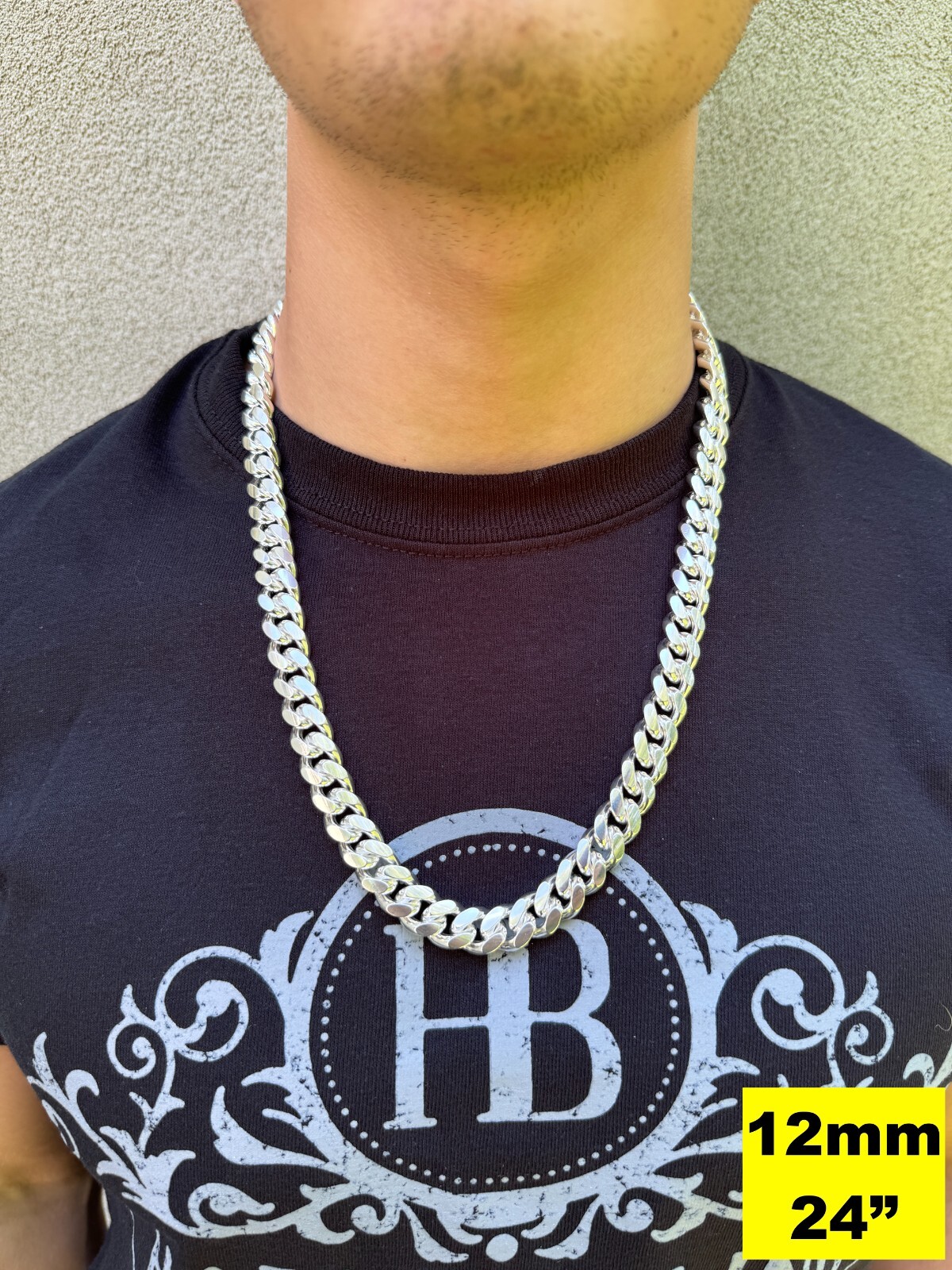 Mens Real Solid 925 Sterling Silver Miami Cuban Chain 2-12mm Heavy Link Necklace