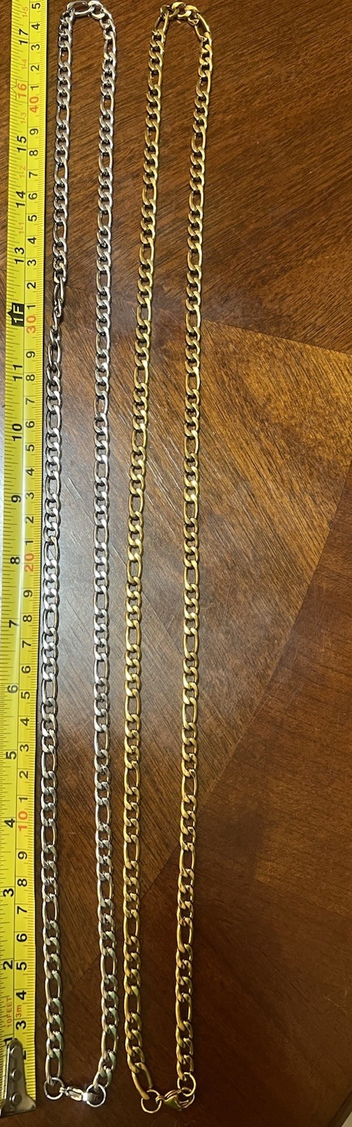 FIGARO ROPE CHAIN NECKLACES STAINLESS STEEL GOLD/SILVER PLATED 36inches 7MM