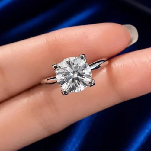 5Ct Round-Cut EF/VS1 Lab Grown Diamond Bezel Engagement Ring PT950 Platinum Gold