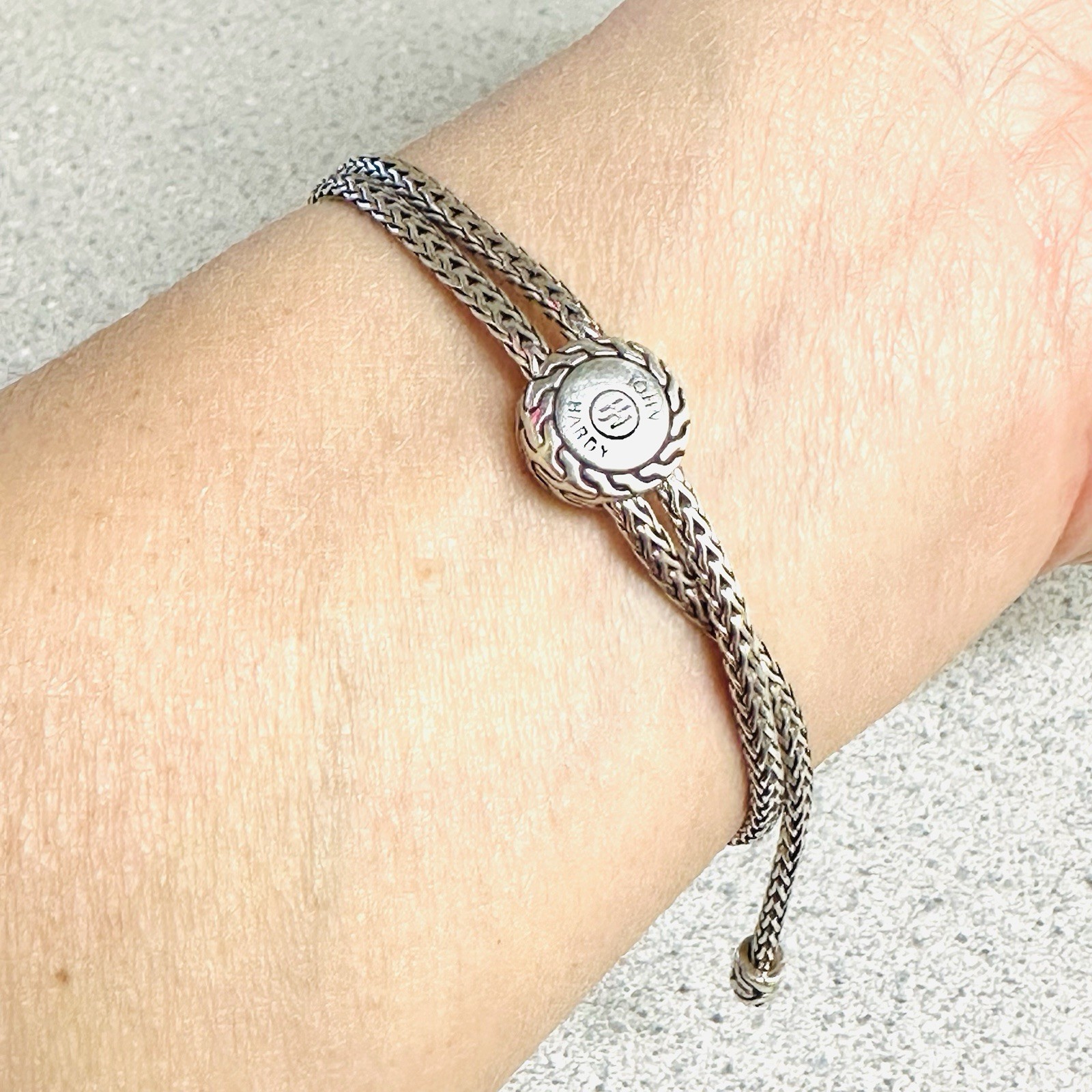 John Hardy BlackSapphire Spinel SilverCircle Woven ChainBracelet 12.0 Gr