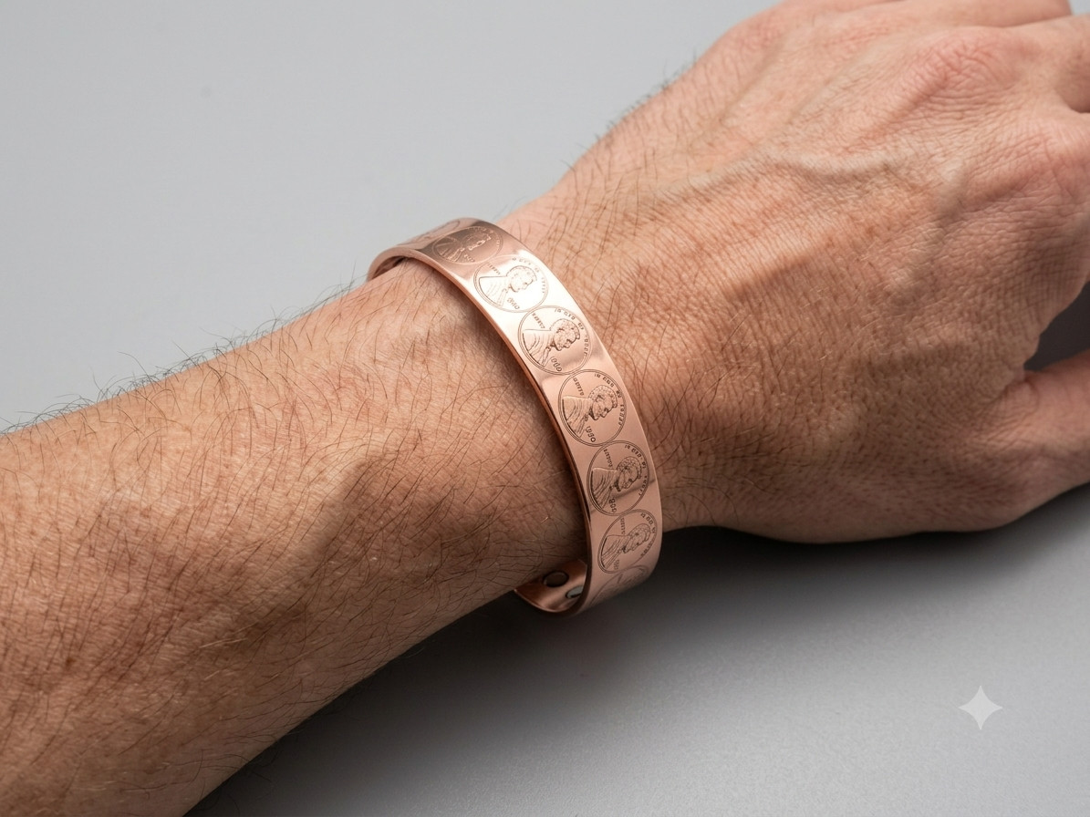 Lincoln Penny Design Solid Copper Magnetic Bracelet Arthritis Pain Therapy Cuff