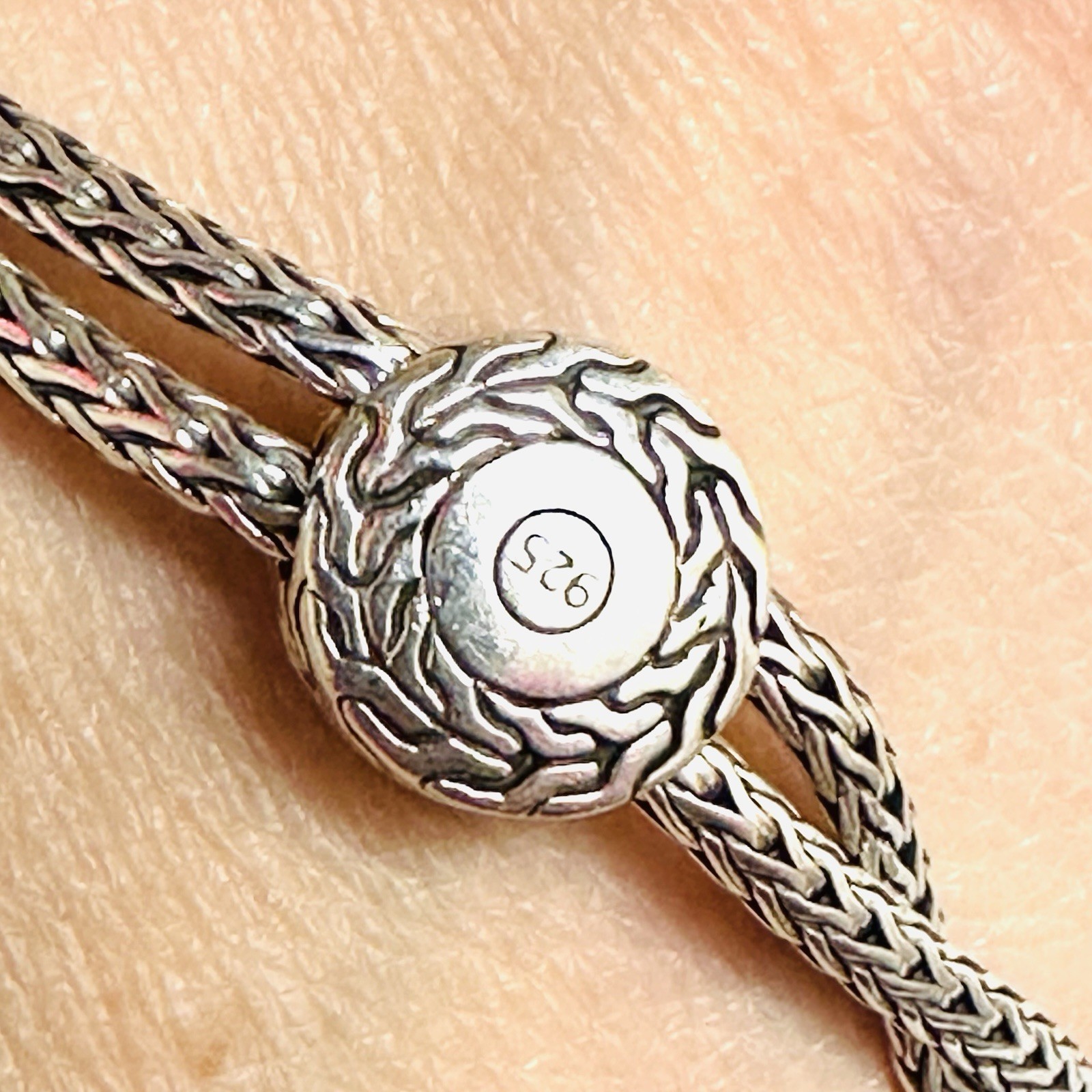 John Hardy BlackSapphire Spinel SilverCircle Woven ChainBracelet 12.0 Gr