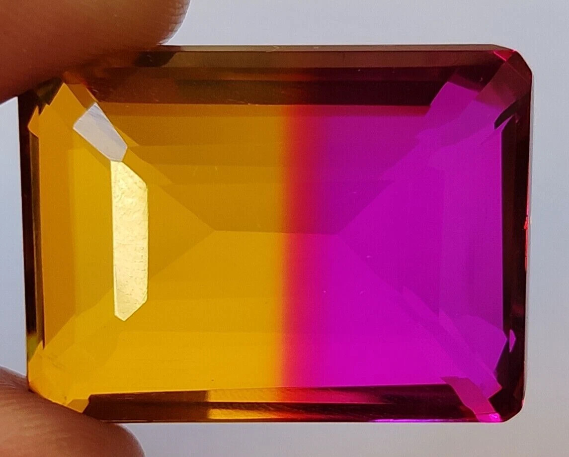 Emerald Cut Shining 100+ Ct Bi-Colour Ametrine EGL Certified Loose Gemstone