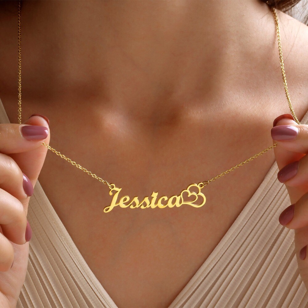 Personalized Name Custom Letter Gold Women Necklace Stainless Steel Pendant Gift