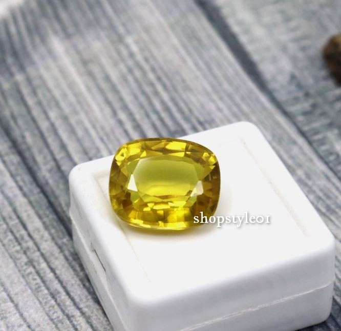 11.90 Ct Natural Ceylon Yellow Sapphire Cushion Cut Certified Loose Gemstone |