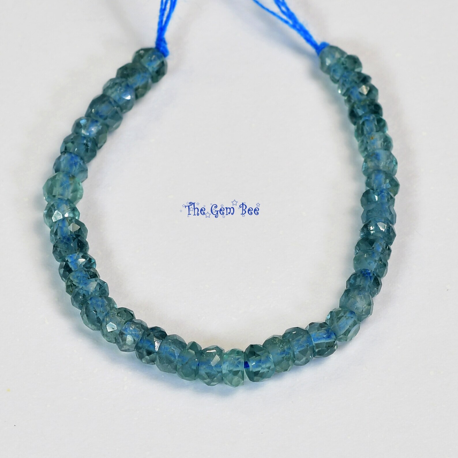 3mm-3.5mm Indicolite Blue Tourmaline Faceted Rondelle Beads 3 inch strand