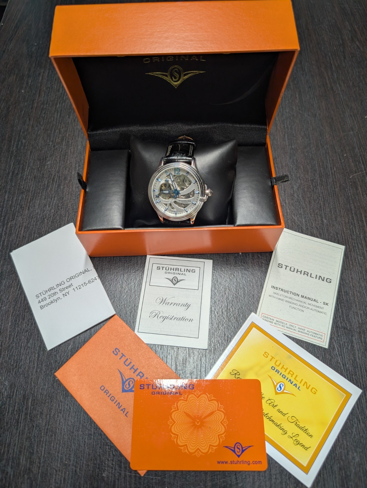 Stuhrling Original Men’s Automatic Skeleton Watch 20 Jewels CAL.ST-90050