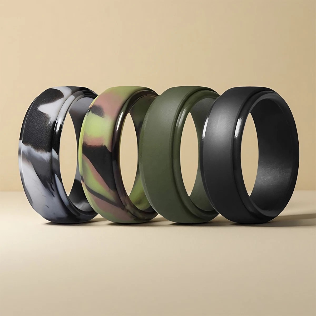 3-PK Silicone Flexible Wedding Ring Engagement Rubber Band Sport Gym Men Women