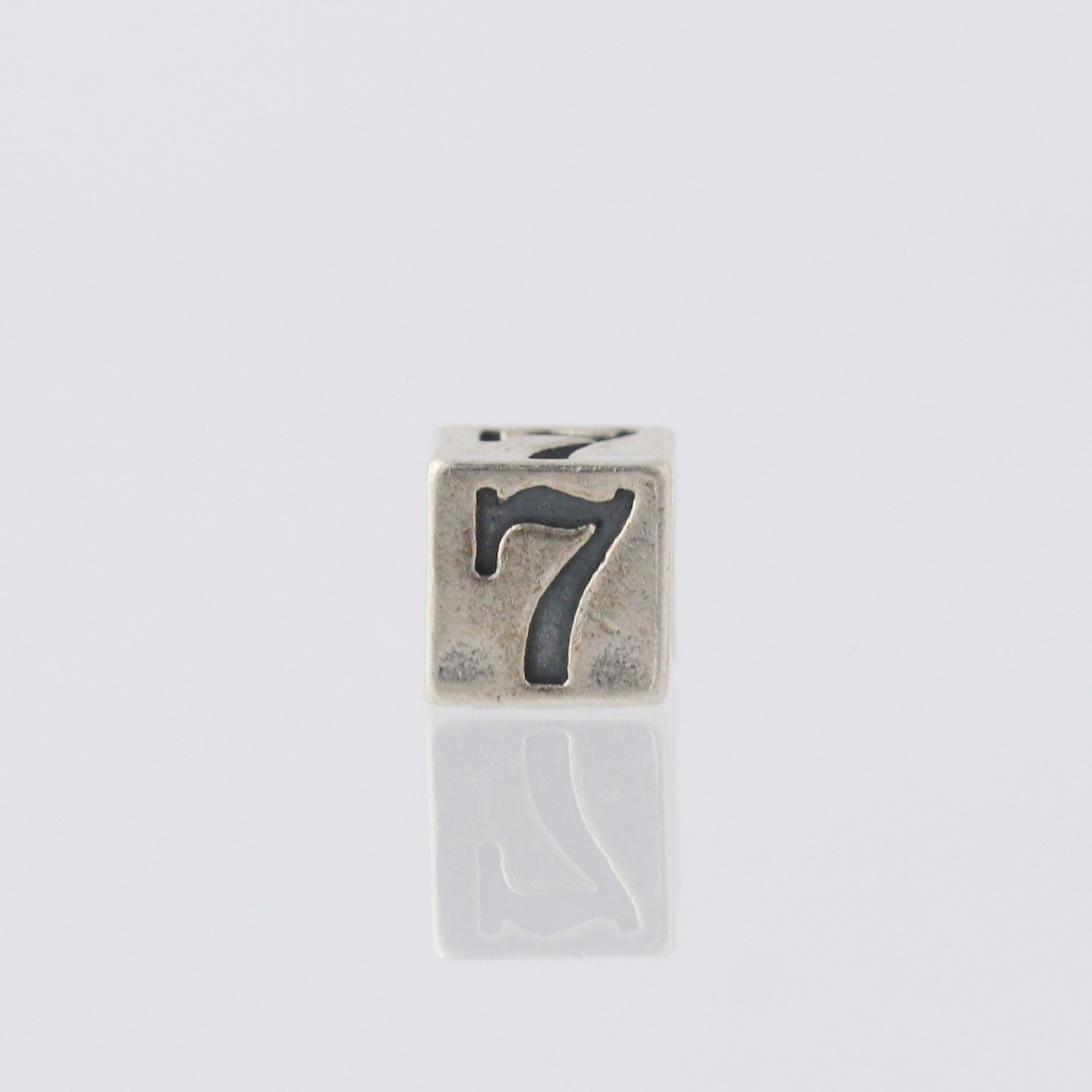 Number 7 Block Bead Charm – Sterling Silver 925 Lucky Symbol Jewelry Making