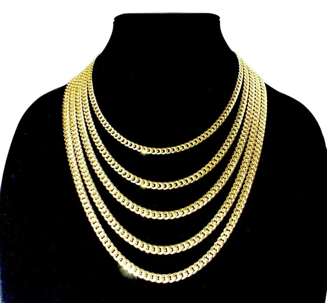 18K Yellow Gold SOLID Miami Cuban Link Chain Necklace Bracelet 3mm-7.5mm 7″-30″