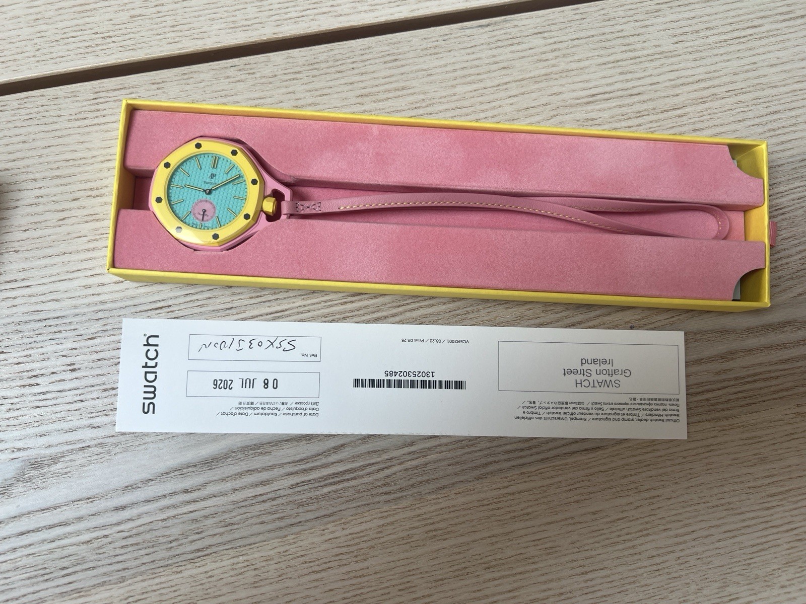 Swatch x Audemars Piguet Royal Oak Royal Pop OTG Roz Pink Blue Watch New
